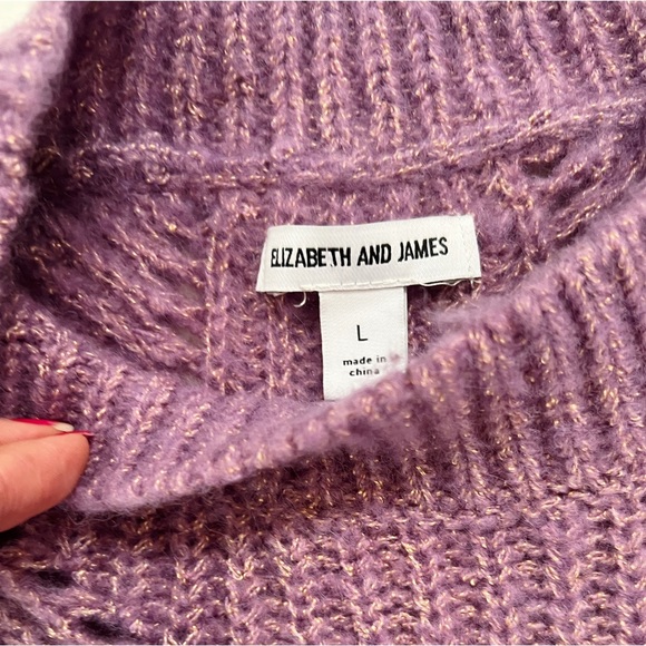 Elizabeth and James Open Stitch Crew Neck Crop Sweater in Giada Purple - Picture 6 of 7